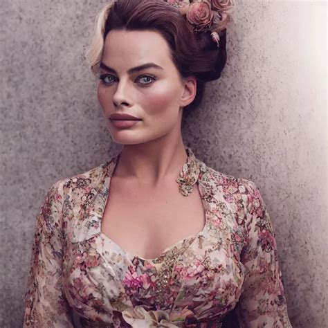 Portrait Of Margot Robbie Combined With Angela White Stable Diffusion