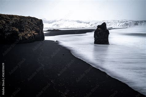 Iceland black beach Reynisfjara in Vik from Dyrholaey Dyrhólaey