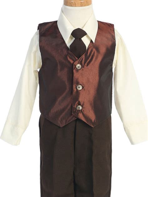 Brown Taffeta Vest And Pant Set Pink Princess