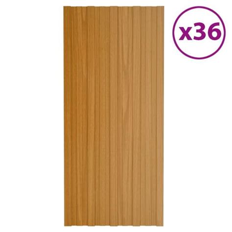 LEH Panneaux de toiture 36 pcs Acier galvanisé Bois clair 100x45 cm