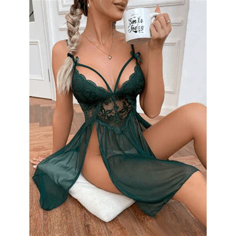 Emerald Sexy Strappy Side Splits Lace Babydoll Lingerie