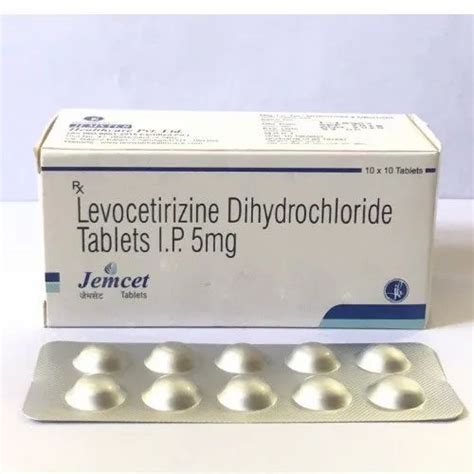 Jemcet Allopathic Levocetirizine Dihydrochloride Tablet IP Dose 5 Mg