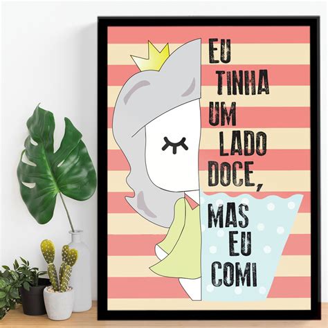 Quadro Decorativo Frase Moldura E Vidro Eu Tinha Um Lado