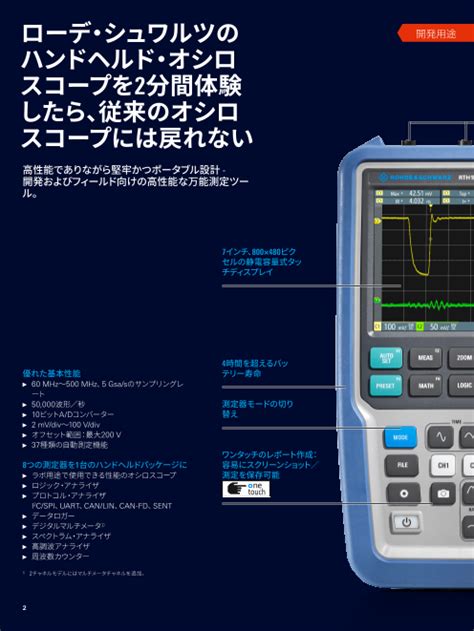 Rands Scope Rider Rth ハンドヘルド・オシロスコープ（ローデ・シュワルツ・ジャパン株式会社）のカタログ無料ダウンロード