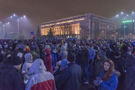 Anti Corruption Protests in Bucharest on January 22, 2017 Editorial ...