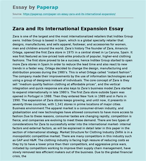 Zara And Its International Expansion Free Essay Example