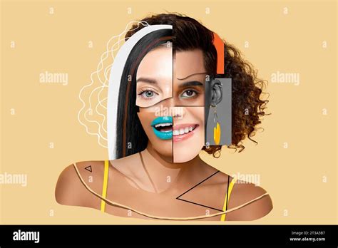 Collage Art Face Design Of Multiracial Diverse People In Different