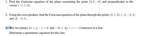 Find The Cartesian Equation Of Plane Through 3 Points Tessshebaylo