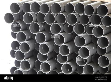 Gray PVC Tubes Plastic Pipes Stacked In Rows Pattern Stock Photo Alamy