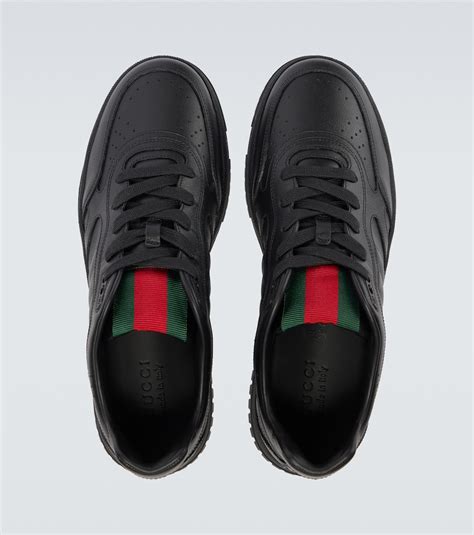 Zapatillas Re Web De Piel En Negro Gucci Mytheresa
