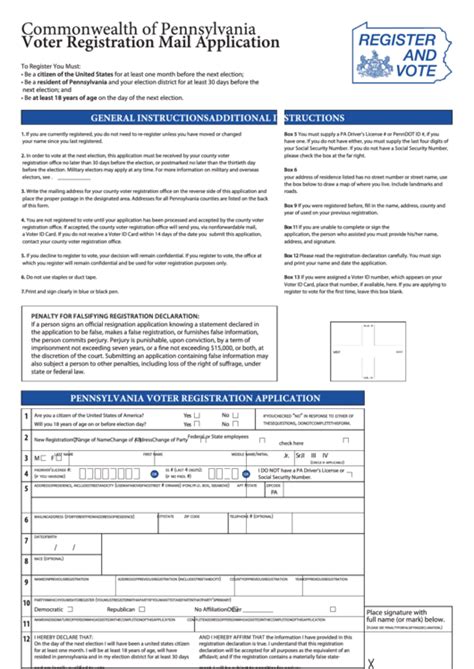 Top Pa Voter Registration Form Templates Free To Download In Pdf Format