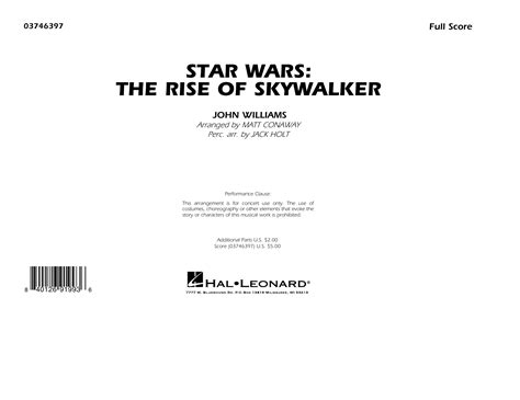 Star Wars The Rise Of Skywalker Arr Matt Conaway Conductor Score