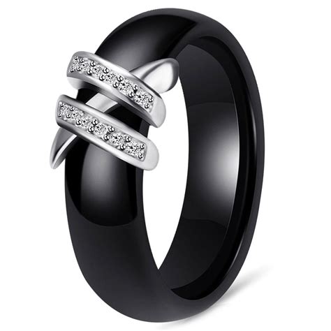 Bague Anneau Ceramique Noir Acier Zirconium BijouxStore Webid 775