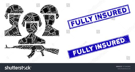 Mosaic Army Icon Rectangle Fully Insured Stock Vector Royalty Free