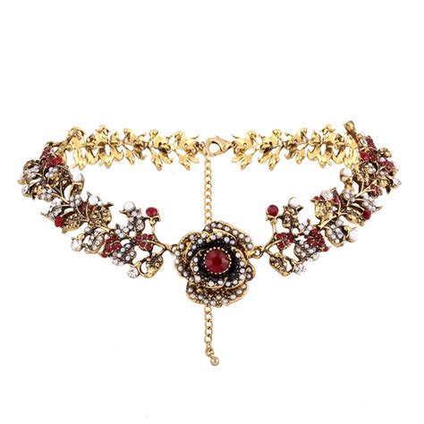 Vintage Rhinestone Rhinestone Flower Choker Necklace Women Bohemian