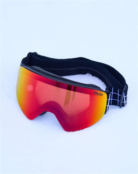 Falcon Gold Rainbow Ski Goggles With Red Yellow Lenses And Black Elastic Molo