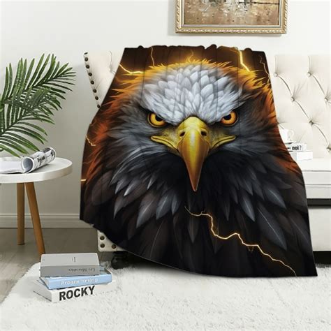 Comio Eagle Ts Blanket Cool Black Gold Lightning Eagle Blanket