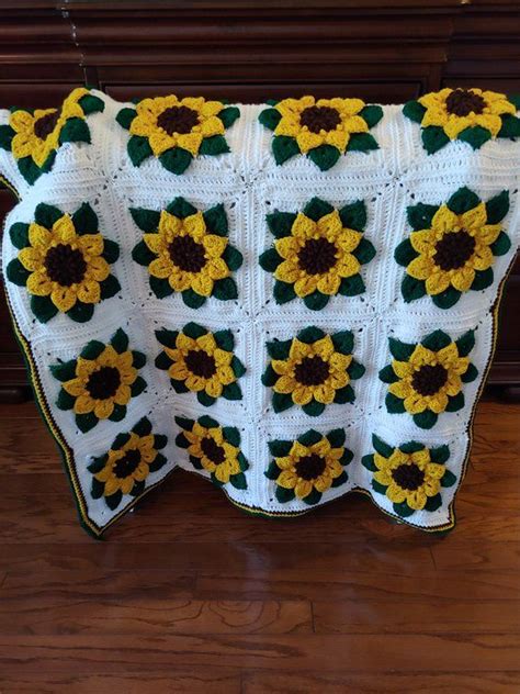 Cheerful Sunflower Afghan Free Shipping To Us Crochet Sunflower