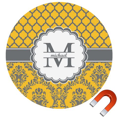 Damask And Moroccan Round Car Magnet 10 Personalized Youcustomizeit