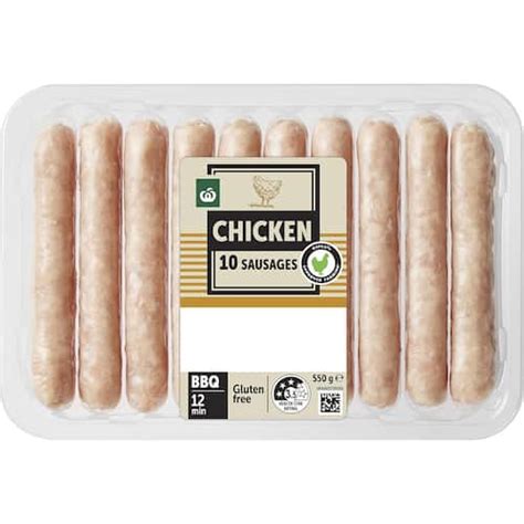 Woolworths 10 Chicken Sausages 550g Bunch