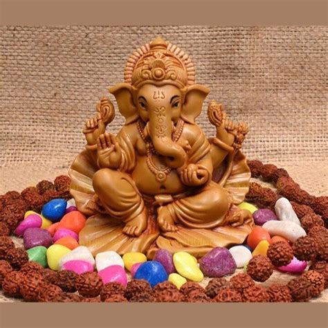 Ganesh Ji Ganpati Bappa Shoeflower Idol For Car Dashboard Hindu Pooja