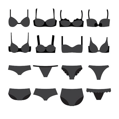 Premium Vector Underwear Set Icons Bra Different Styles And Woman