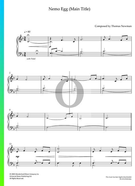 Nemo Egg Piano Sheet Music From Finding Nemo By Thomas Newman Oktav