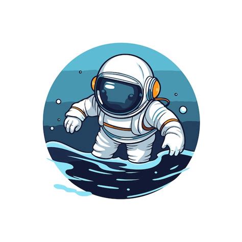 Astronauta en traje espacial flotando en el agua Ilustración vectorial