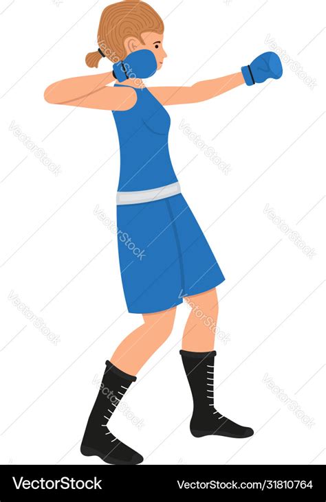 Female Boxer Cartoon Character Boxing Woman Vector Image