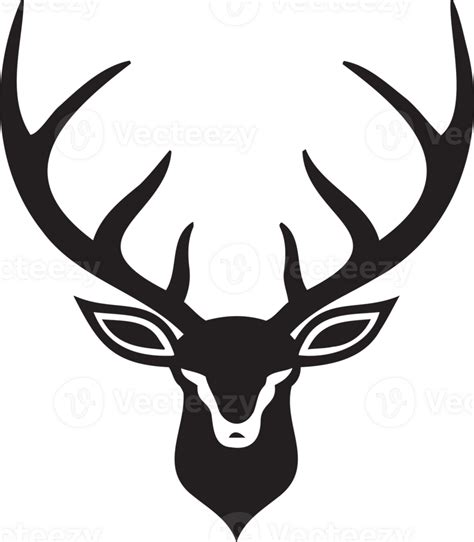 Hand Drawn Vintage Deer Head Logo In Flat Line Art Style Png