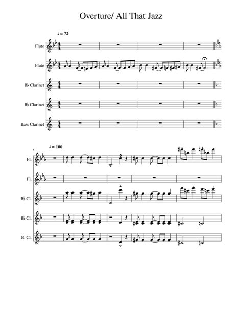 All That Jazz Sheet Music For Flute Clarinet In B Flat Clarinet Bass