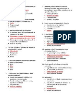 Cuestionario Clase B Examen Te Rico De Conducci N De Pdf