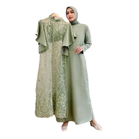 Baju Gamis Wanita Dewasa Warna Sage Green Georgina Dress Gamis