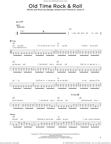 Old Time Rock And Roll Sheet Music For Bass Solo Pdf