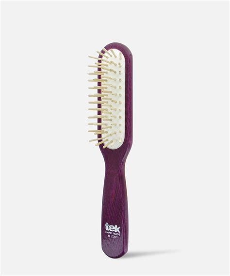 Brosse Rectangulaire Fr Ne Naturel Laqu E Prune Beliflor