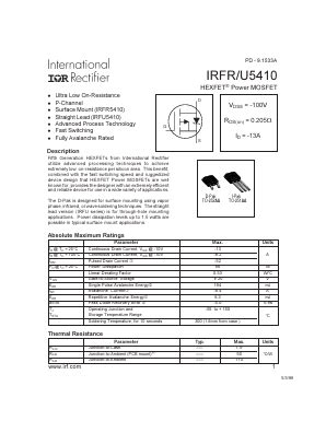 Irfr Datasheet Pdf International Rectifier Hexfet Power Mosfet