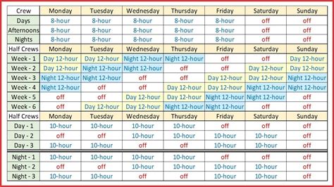 Blank 12 Hour Shift Schedule Templates