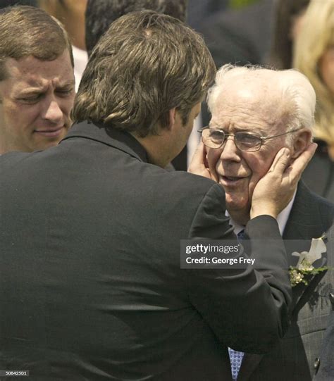 Jimmy Osmond Comforts His Father George Osmond At The Funeral Of