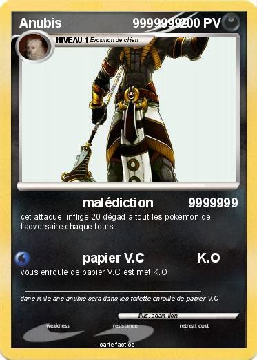 Pokémon Anubis 99999999 99999999 Malédiction 9999999 Ma Carte Pokémon