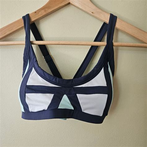 PilyQ Blue Color Block Bikini Top Triangle Cup Multi Gem