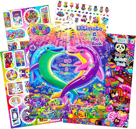 Lisa Frank Stickers And Coloring Book Super Set Bundle Includes 2 Books Over 30