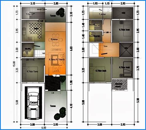 Denah Rumah Dua Lantai Desain Gambar Rumah