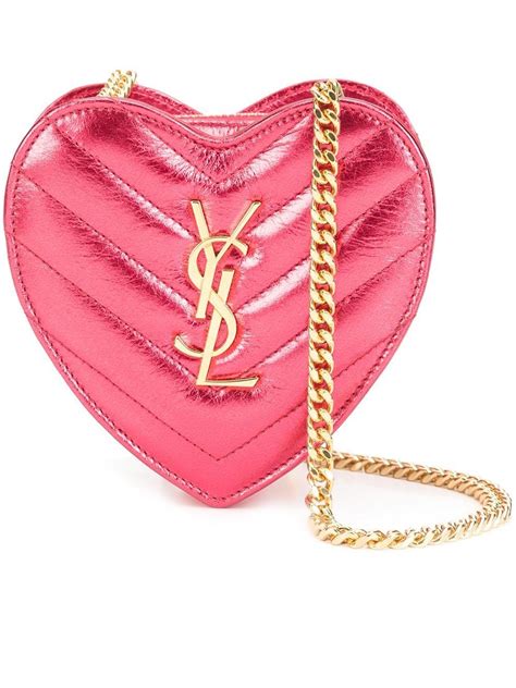 Saint Laurent Mini Love Heart Quilted Leather Cross Body Bag In Pink Lyst