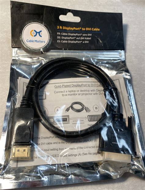 New Cable Matters Gold Plated Displayport To Dvi Cable Feet Ebay