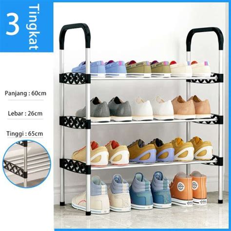 Promo Rak Sepatu Sandal Susun Tingkat Portable Rangka Besi Plastik