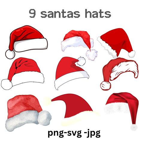 Cute Santa Hat Svg Santa Hat Cut File Christmas Hat Svg Bundle Elf Hat Svg Holiday Winter