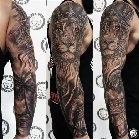 Realistic full sleeve black & grey style. Check our website to see more ...