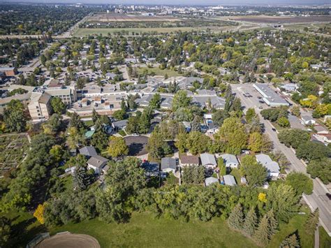 College Park Neighborhood Aerial View In Saskatoon Stock Photo Image