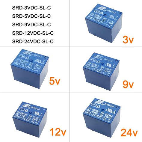 5pcs Srd 05vdc Sl A Srd 12vdc Sl A Srd 24vdc Sl A 4 5pin 03v 05v 12v