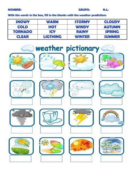 Weather Pictionary Worksheet